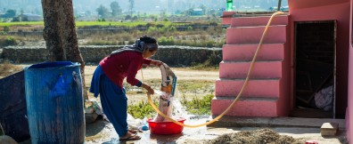 Women making bio sand filters